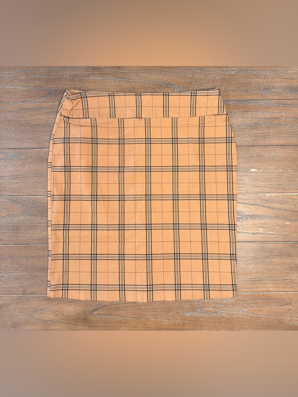 Women's Plaid Pencil Skirt in Peach #49
